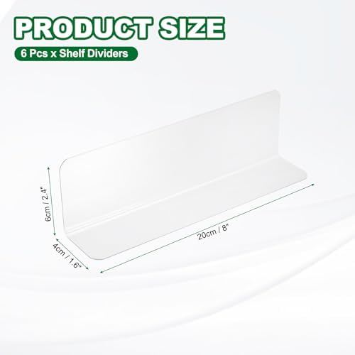uxcell 6pcs Clear Shelf Dividers, 8"x2.4" Plastic L-Shaped Shelf Separator, Transparent Organizer Divider for Supermarket Store Commodity Classification - Image 2
