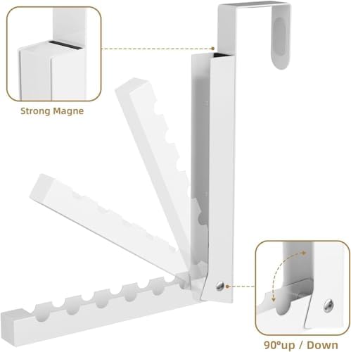 2-Pack Over The Door Hanger Foldable Clothes Drying Rack, Collapsible Hanging Coat Rack for Laundry Room & Bedroom, Space-Saving Compact Foldable Portable Clothing Hanger Hook, White - Image 7