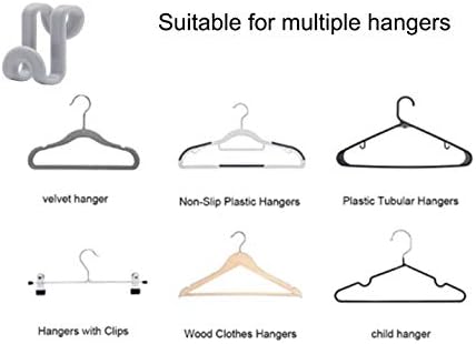 60 Pcs Clothes Hanger Connector Hooks, Mini Cascading Hanger Hooks for Velvet Huggable Hangers, Wooden Hangers, Heavy Duty Space Saving for Closet (Grey) - Image 5