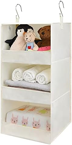 GRANNY SAYS 3-Shelf Hanging Closet Organizer, Foldable Storage, Beige by GRANNYSAYS