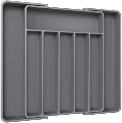 Aujen Silverware Drawer Organizer, Adjustable Utensil Cutlery Tray by AUJEN