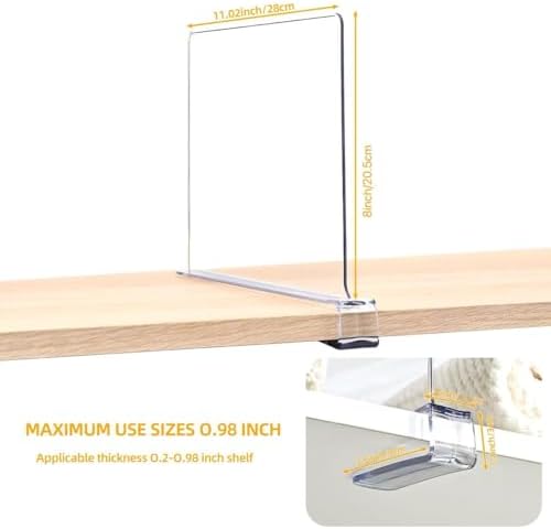 Shelf Dividers，Vertical Purse Organizer for Closet，Thickened and Sturdy Shelf Organizer for Sweater, Shirts, Handbags,8" Tall x 11" (8 Pcs) - Image 2