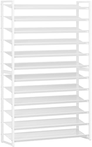 Nunsino Shoe Rack,12 Tier Metal Shoe Organizer,Max Holds 60 Pairs,Heavy Duty Shoes Shelf for Garage, Entryway, Closet,White by Nunsino