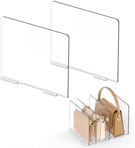SortNStore Bag Purse Organizer Accessories: 2-Dividers Plastic Clutch Dividers for Closet Organizers and Storage - Keep Carteras & Pocketbook Upright by SortNStore
