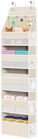 Univivi Fabric Over Door Hanging Organizer for Baby Nursery, Beige, 6-Shelf by Univivi