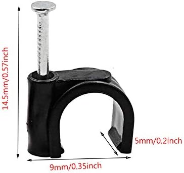 Black Half Clamp J-Hook with Nail, 0.16inch/4mm, 200pcs - Image 3