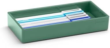 Poppin Stackable Small Accessory Tray - Modular Lacquer Desk Trays for Office Organization, Color-Coordinated Office Supplies for Desk (Sage, Small Accessory) - Image 2