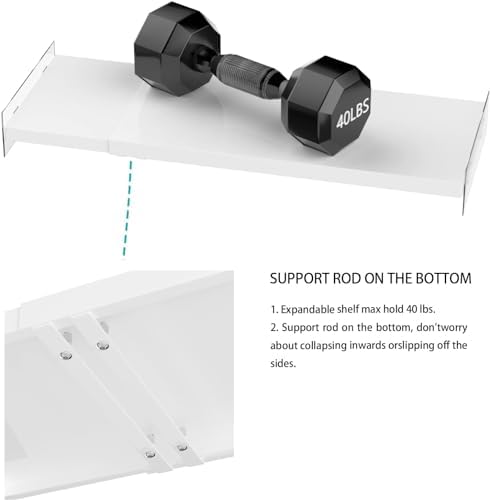 Expandable Closet Shelves, Adjustable Metal Closet Organizers and Storage Shelves for Wardrobe, Kitchen Pantry, Shoe Rack, (2 Pack,W11.81 x L: 17 "to 31") - Image 6