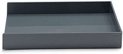 Poppin Stackable Letter Tray - Modular Lacquer Desk Trays for Office Organization, Color-Coordinated Office Supplies for Desk, Paper Trays (Dark Gray, Letter) - Image 2