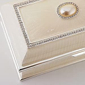 LASODY Rectangular Pearl Metal Jewelry Box Jewelry Organizer Box Jewelry Chest,Trinket Boxes For Women,Mother Day Anniversary Wedding Gifts