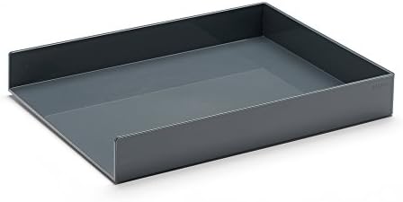 Poppin Stackable Letter Tray - Modular Lacquer Desk Trays for Office Organization, Color-Coordinated Office Supplies for Desk, Paper Trays (Dark Gray, Letter) by Poppin