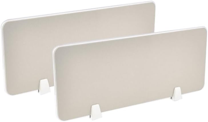 2 Set Freestanding Panel with 2 Clips, Removable Stand Up Desk Divider, Table Privacy Partition Board for Library Workstation(Beige,11.8x23.6in) by XLIHAWY