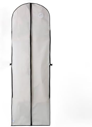 72" Wedding Dress Garment Bags Foldable Dress Bag for Long Gowns Traveling Protector Cover for Hanging Clothes with Zipper (White) by KUBEMUEG