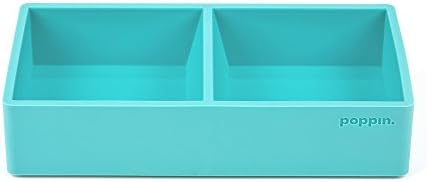Poppin Stackable Letter and Accessory Trays for Office Organization - Modular Lacquer Desk Trays, Color-Coordinated Office Supplies for Desk, Paper Trays (Aqua, This & that Tray) - Image 3
