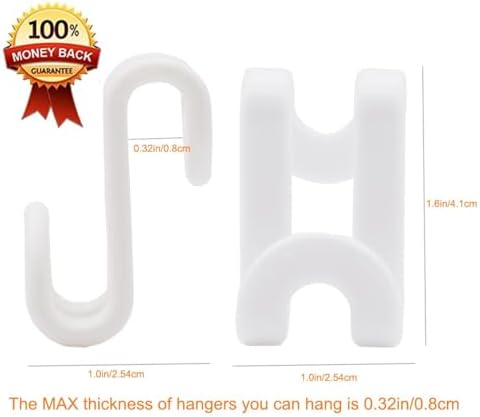 60 Pcs Clothes Hanger Connector Hooks, Mini Cascading Hanger Hooks for Velvet Huggable Hangers, Wooden Hangers, Heavy Duty Space Saving for Closet (White,60) - Image 2