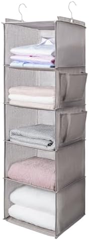 BOOMIBOO Hanging Closet Organize and Shelves,5-Hanging Shelf（Light Grey） by BOOMIBOO