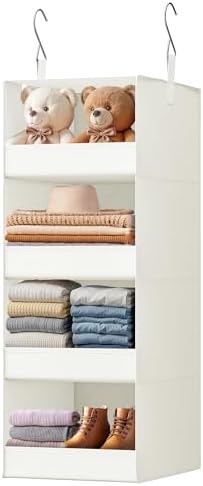 GRANNY SAYS 4-Shelf Hanging Closet Organizer, Foldable Storage, Beige by GRANNYSAYS