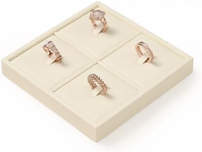 Oirlv Microfiber Jewelry Ring Display Tray Beige - Image 6