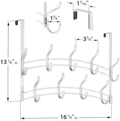 LYNK Professional® Home™ Over the Door Hooks - 18 Hook – Over the Door Coat Rack - Over the Door Hanger - Hanging Towels or Clothes - Bathroom, Bedroom, Laundry Room - Lifetime Ltd. Warranty, White - Image 6