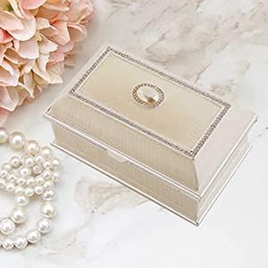 LASODY Rectangular Pearl Metal Jewelry Box Jewelry Organizer Box Jewelry Chest,Trinket Boxes For Women,Mother Day Anniversary Wedding Gifts