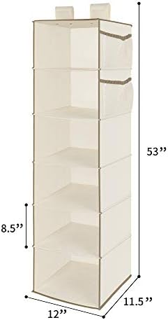 MAX Houser 6 Tier Shelf Hanging Closet Organizer with 2 Widen Straps, Beige - Image 3