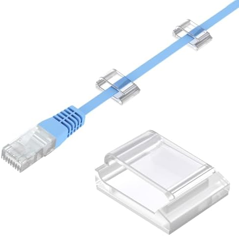 AGPTEK Flat Ethernet Cable Clips, 100 PCS Adhesive Wire Clips, Clear by AGPTEK