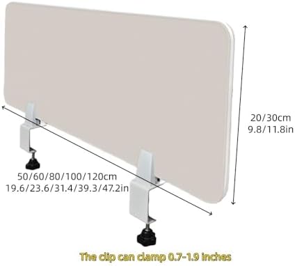 Light Gray Desk Privacy Dividers - 2 Sets, Wooden Office Partitions, Desktop Mounted Panels for Classroom & Office, 20x80cm/9.8x31.4in, Adjustable & Detachable - Image 2