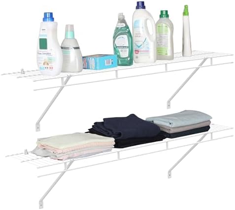 HAUSHOF 2 Pack Closet Shelves Wall Mounted, 4 ft x 12 in Wire Shelf Kit by HAUSHOF
