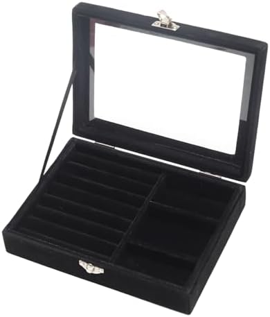 Small Velvet Jewelry Tray with Clear Lid, 2-in-1 Black by Unknown