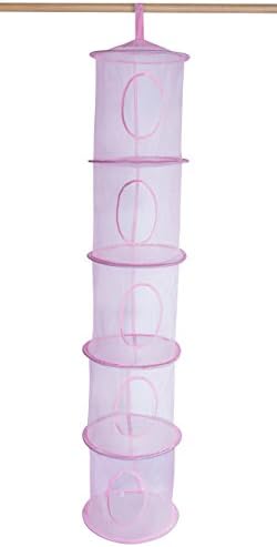 Handy Laundry 5-Shelf Storage Organizer - 12" X 59" - Hang in Your Children's Room or Closet - Fun Way to Organize Kids Toys or Store Gloves, Hats and Mittens - Attaches Easily to Any Rod (Pink) - Image 2