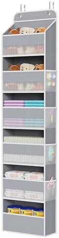 Univivi Fabric Over Door Hanging Organizer for Baby Nursery, Grey, 6-Shelf by Univivi