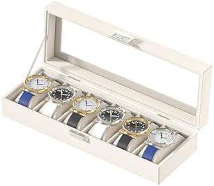 Watch Display Case For Men,Leather Watch Organizer Box,Watch Collection Storge Holder For Women,Watch Travel Organizer Tray (Beige Velvet, 6 slots) by Unknown