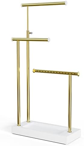SRIWATANA Jewelry Organizer Display Extra Tall Necklace Holder 3 Tier Jewelry Tree Stand, Gift Idea (White & Gold) by SRIWATANA