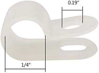 Cable Clamp R-Type Cable Clip Wire Clamp 1/4-inch Nylon Screw Mounting Cord Fastener Clips with Screws for Wire Management - White - 50 Pcs - Image 2