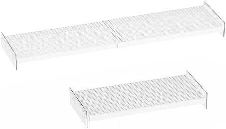 Closet Organizer Tension Shelves Expandable Cabinet Storage Shelving Rack Heavy Duty Metal DIY Divider for Cabinet Wardrobe Cupboard Pantry Kitchen Bedroom,White,2packs by WEJIPP