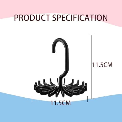 Circular Tie Hanger Updated Twirl Tie Rack Adjustable Twirl Tie Rack Tie Belt, Multipurpose Organizer for Closet Storage(Black) - Image 7