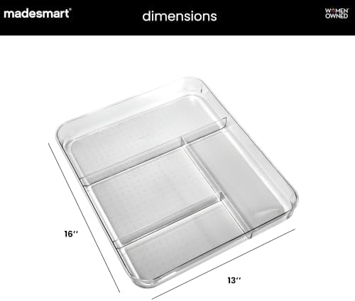 madesmart Clear 4 Compartment Drawer Organizer, Grey - Image 6