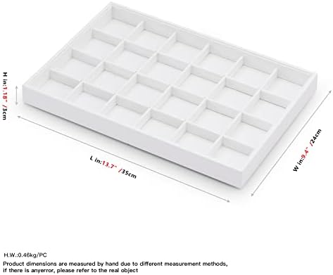 24-Grid PU Leather Jewelry Tray for Ring & Earring Storage White - Image 3
