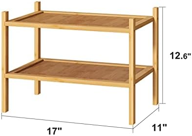 kiplant Small Shoe Rack, 2-Tier Bamboo Wood Shoe Rack for Entryway, Stackable Shoe Organizer for Hallway Closet, Free Standing Shoe Racks for Indoor & Outdoor - Image 2