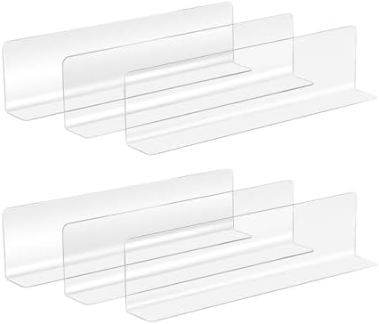 BESPORTBLE 6 Pack Transparent Shelf Dividers L Shaped Clear Blockers for Supermarket Shelves Cabinet Dividers and Closet Shelf Organization 11.02 X 2.36 X 1.18 in by BESPORTBLE