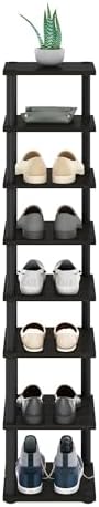 Furinno Turn-N-Tube Vertical Shoe Rack, 8-Tier Narrow Shoe Organizer, Free Standing Shoe Storage, Shoe Shelf for Boots, Sneakers, 11.6 x 11.6 x 52.6, for Closet, Entryway, Office, Garage, Espresso - Image 5