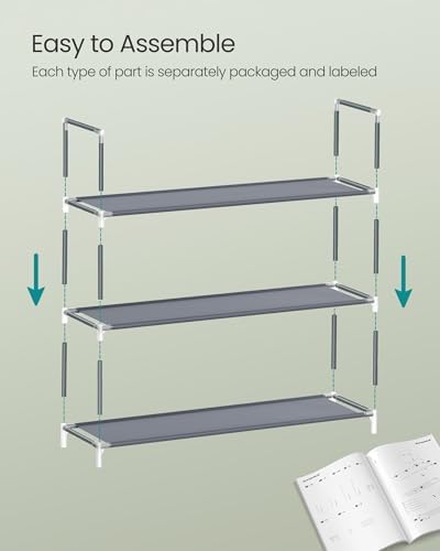 SONGMICS 3-Tier Shoe Rack, Shoe Storage for Hallway Closet - Image 5