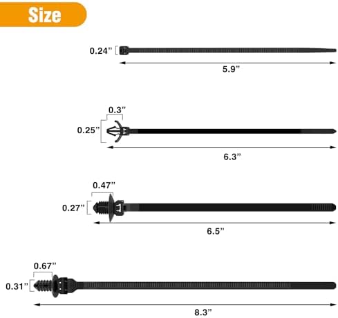 GOOACC Push Mount Cable Zip Ties Heavy Duty Nylon 4 Popular Sizes - Image 2