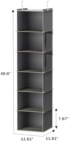 YOUDENOVA Hanging Closet Organizer and Storage, 6-Shelf, 2 Packs, Grey - Image 3