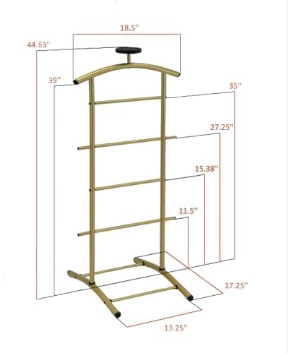 KB Designs - Suit & Tie Freestanding Valet Stand Clothing Organizer Rack, Gold - Image 3