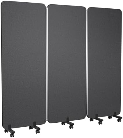 3 Panel Foldable Office Partitions, Mobile Cubicle Wall with Wheels by KERRAM