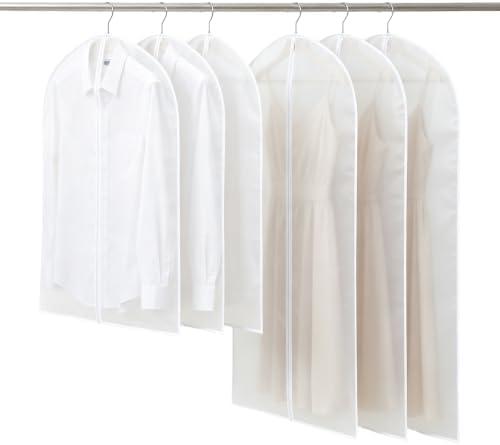 Garment Bags for Hanging Clothes PEVA 6 Pack Mixed Sizes Translucent by KAshack