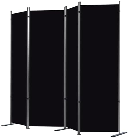 RANTILA 4 Panel Room Divider, 6 FT Folding Privacy Screen with Wide Feet, Freestanding Partition for Room Separation, Portable Room Divider Panel, 89" W x 71" H, Black - Image 2