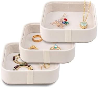 3 Pack Small Jewelry Trays Stackable PU Leather Ring Dish Organizer by WelcometoBONNYDODO
