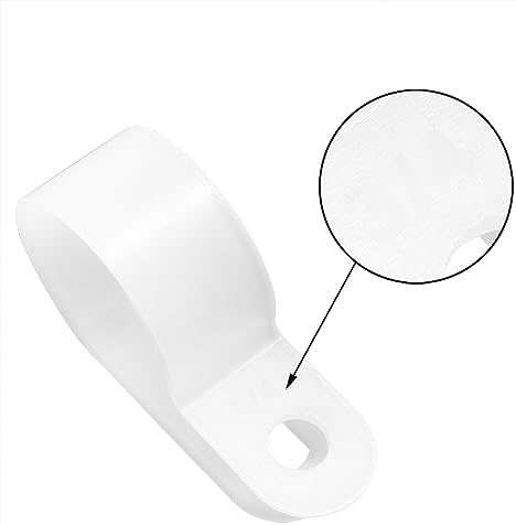 Cable Clamp R-Type Cable Clip Wire Clamp 3/4" Nylon Screw Mounting Cord Fastener Clips with Screws for Wire Management - White - 50 Pcs - Image 2